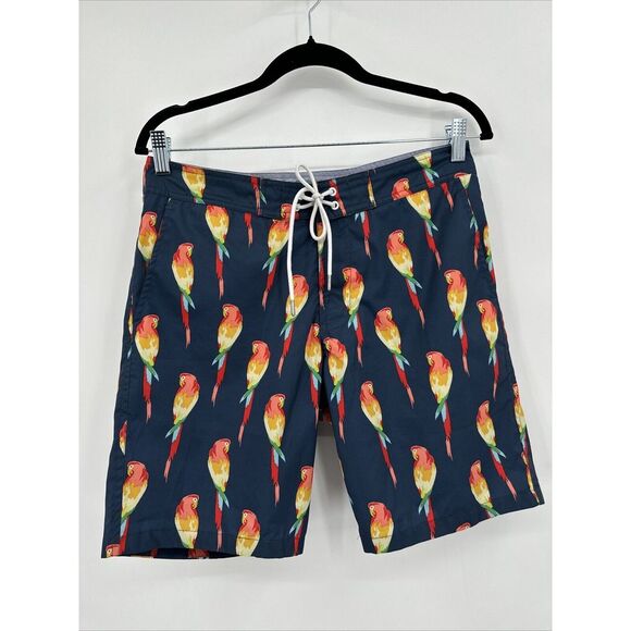 Bonobos Swim Trunks‎ Board Shorts Mens Medium Blue Parrot Fun & Colorful - Picture 1 of 9